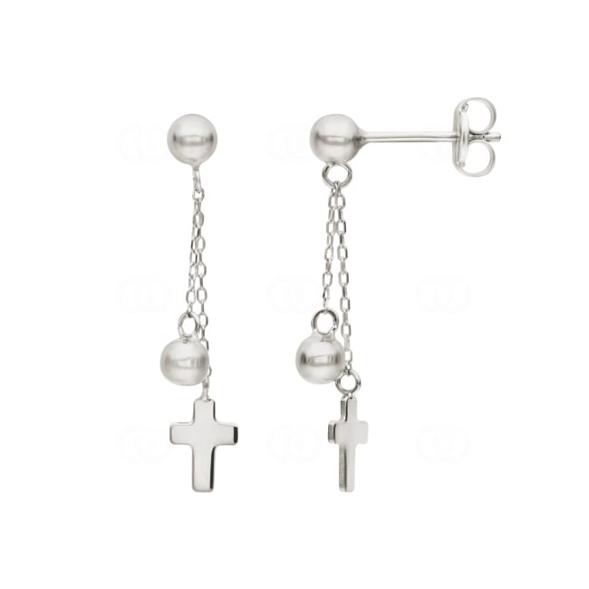 Boucle d'oreilles pendantes or gris 750/18 ct Croix - 481841.6WG
