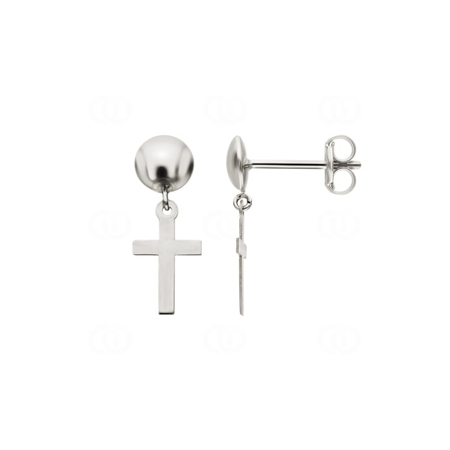 Boucle d'oreilles pendantes or gris 750/18 ct Croix - 483501.6WG