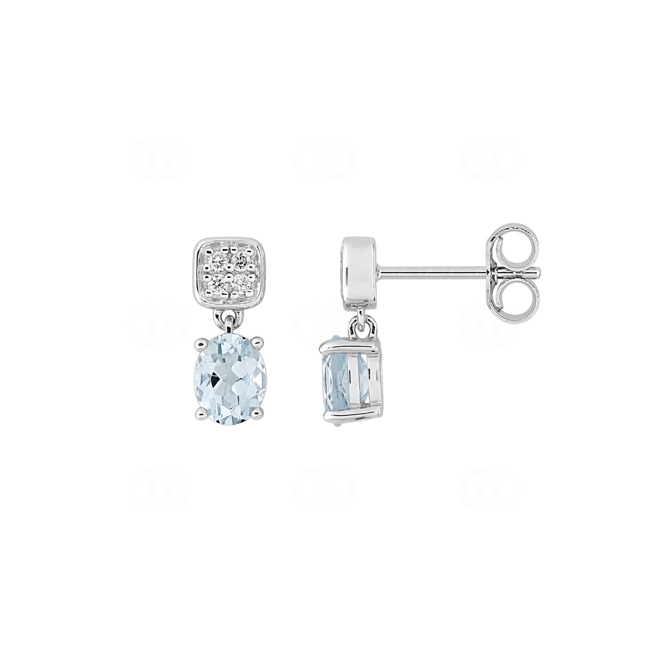 Boucle d'oreilles pendantes or gris 750/18 ct avec aigues-marines & diamants 0.05ct. - 2.7375.M1