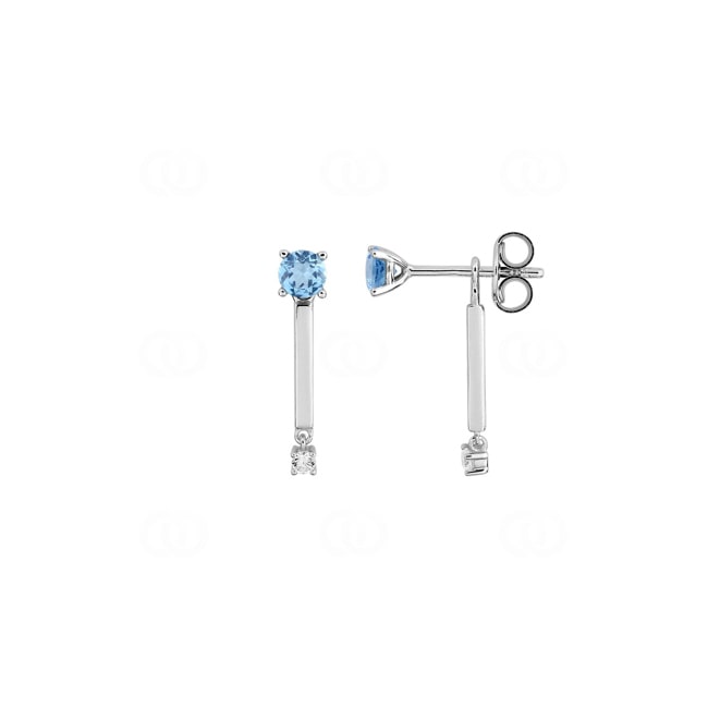 Boucles d'oreilles pendantes or gris 750/18 ct avec topaze bleue et zircones - 2.7236.T1