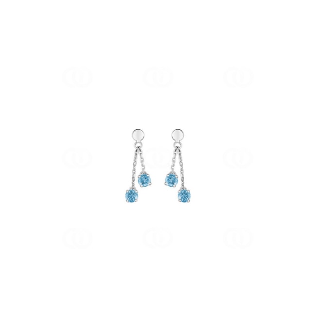 Boucle d'oreilles pendantes or gris 750/18 ct avec topazes bleues ronde - IG325GT