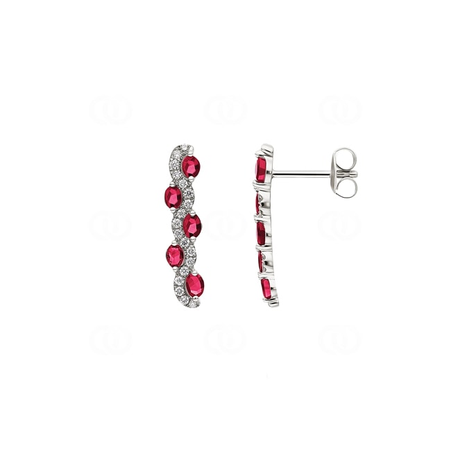 Boucle d'oreilles pendantes or gris 750/18 ct avec diamants 0.25 ct H/si & rubis Boucle d'oreilles pendantes or gris 750/18 ct avec diamants 0.25 ct H/si & rubis - PE05322-3