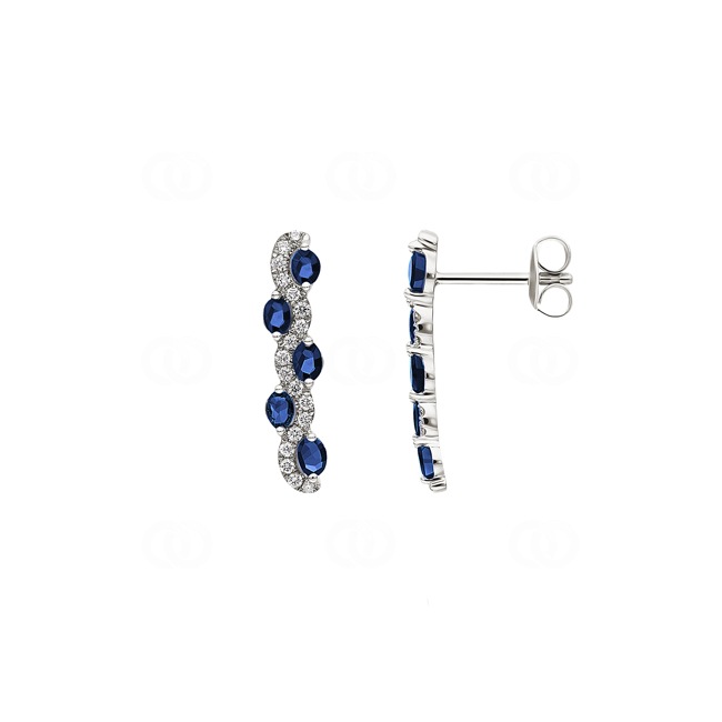 Ohrhänger 750/18 K Weissgold mit Diamanten 0.25 ct H/si & Saphiren - PE05322-2