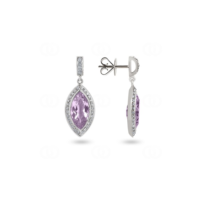 Boucles d'oreilles pendantes or gris 750/18 ct avec diamants 0.63 ct H/si & améthyste - PE3596/02