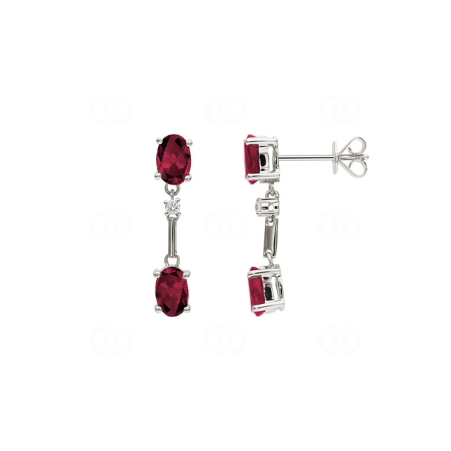 Boucle d'oreilles pendantes or gris 750/18 ct avec rubis & diamants 0.05 ct H/si Boucle d'oreilles pendantes or gris 750/18 ct avec rubis & diamants 0.05 ct H/si - OR-30969-RUB-WG