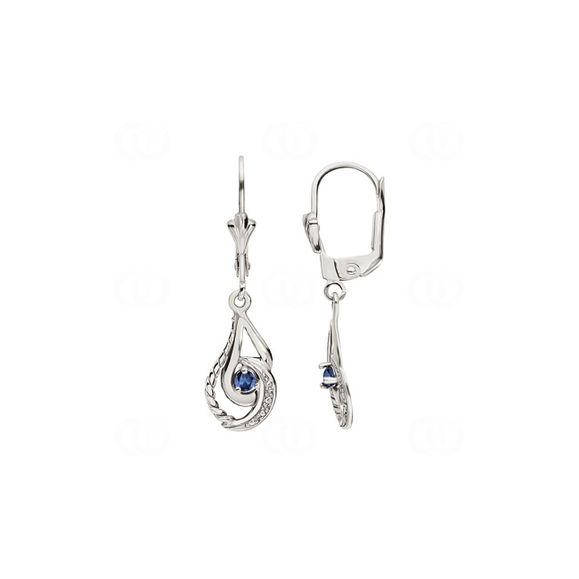 Drop Earrings 750/18 K White Gold with Sapphire - 1879GS