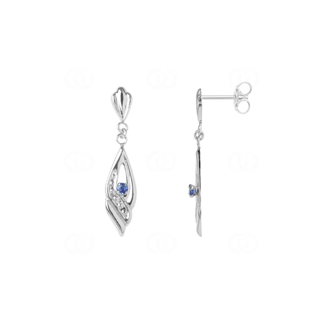 Boucle d'oreilles pendantes or gris 750/18 ct avec saphir - 8340GS