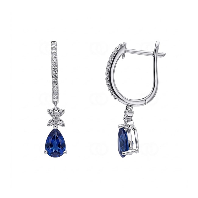 Ohrhänger 750/18 K Weissgold mit Saphiren & Diamanten 0.12 ct - OR-73712-SAF-WG