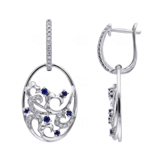 Ohrhänger 750/18 K Weissgold mit Saphiren & Diamanten 0.23 ct - OR-73809-SAF-WG