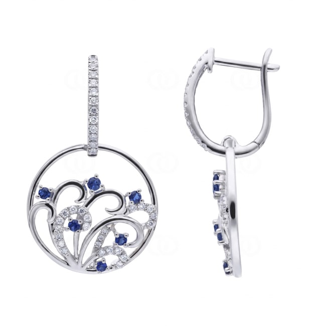 Ohrhänger 750/18 K Weissgold mit Saphiren & Diamanten 0.29 ct - OR-73808-SAF-WG
