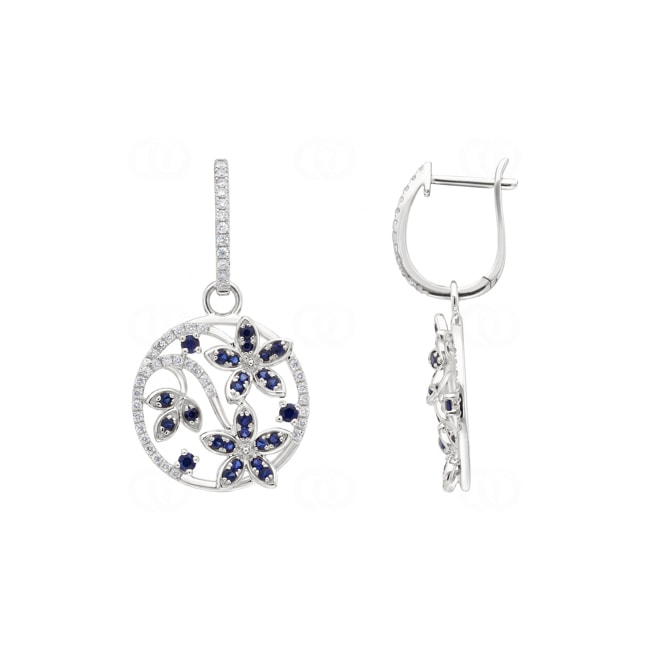Ohrhänger 750/18 K Weissgold mit Saphiren & Diamanten 0.37 ct - OR-73770-SAF-WG