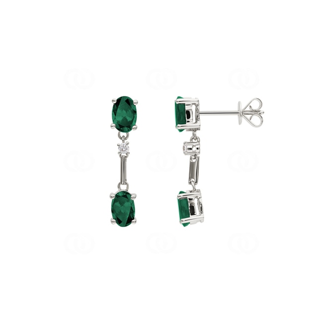 Ohrhänger 750/18 K Weissgold mit Smaragden & Diamanten 0.05 ct H/si Ohrhänger 750/18 K Weissgold mit Smaragden & Diamanten 0.05 ct H/si - OR-30969-SMA-WG