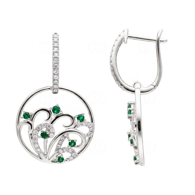Ohrhänger 750/18 K Weissgold mit Smaragden & Diamanten 0.29 ct - OR-73808-SMA-WG