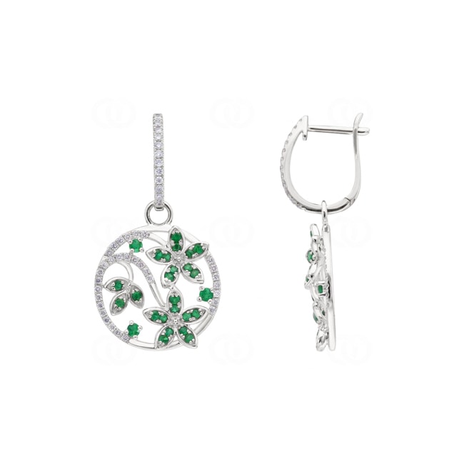 Ohrhänger 750/18 K Weissgold mit Smaragden & Diamanten 0.37 ct - OR-73770-SMA-WG