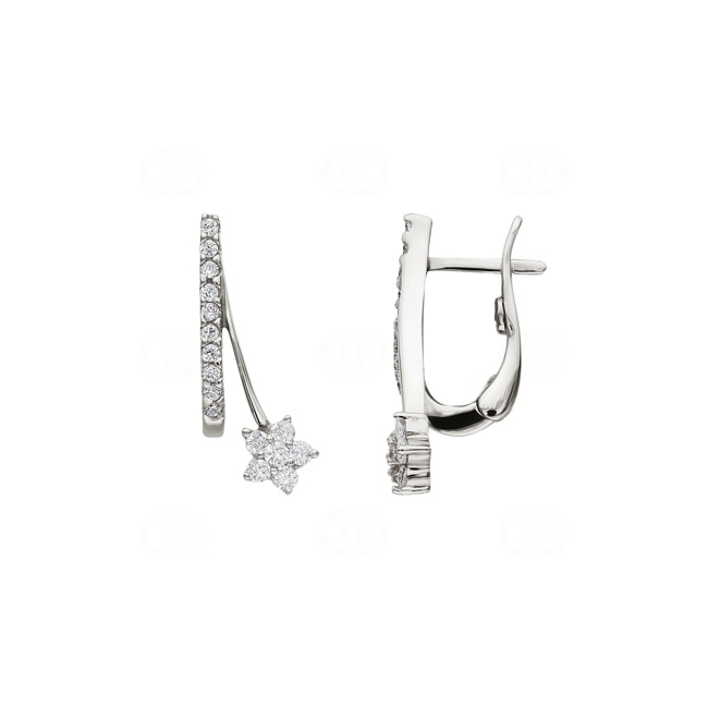 Boucle d'oreilles pendantes or gris 750/18 ct avec zircones - 16945