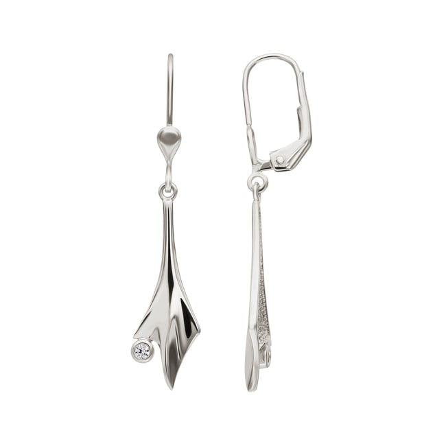 Boucle d'oreilles pendantes or gris 750/18 ct avec zircones - PE4036/1