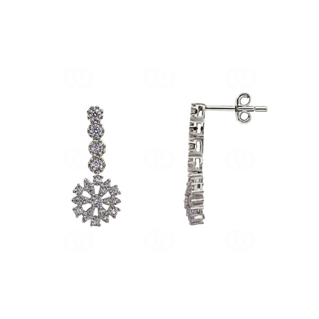 Drop Earrings 750/18 K White Gold with Cubic Zirconia - 16945A