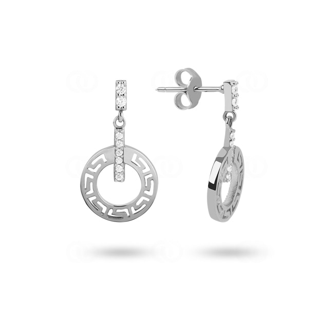 Boucle d'oreilles pendantes or gris 750/18 ct avec zircones - EB0370-02