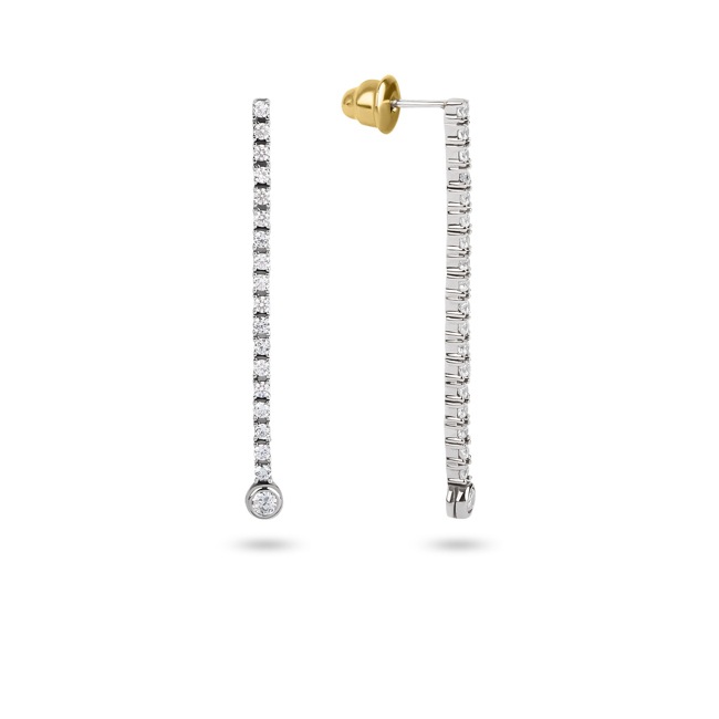 Drop Earrings 750/18 K White Gold with Cubic Zirconia - E0129