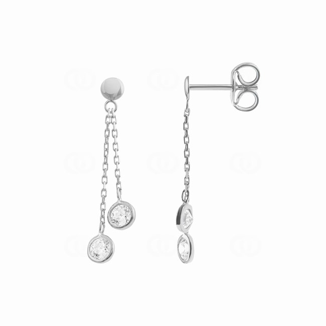 Boucles d'oreilles pendantes or gris 750/18 ct avec zircones - 8083GZ