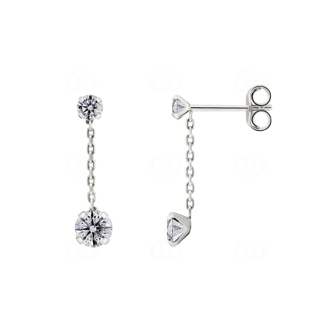 Drop Earrings 750/18 K White Gold with Cubic Zirconia - 8377GZ