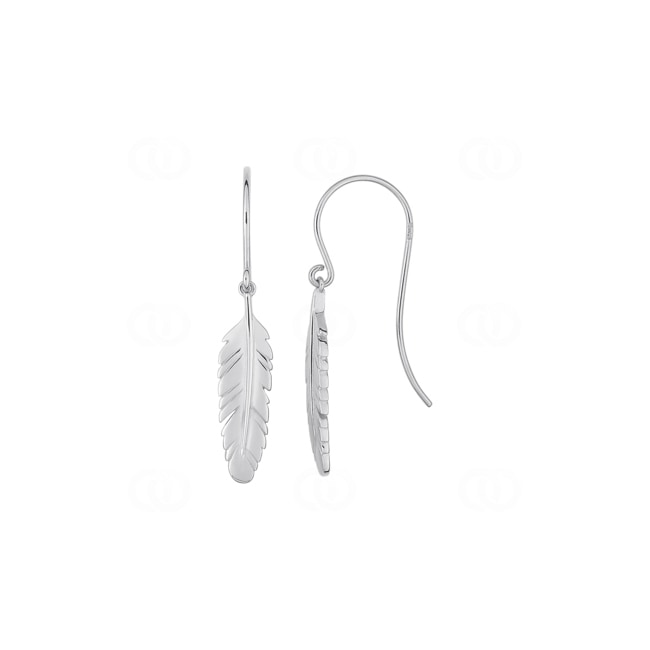 Drop Earrings 925 Silver rhodium-plated Feathers - 335763