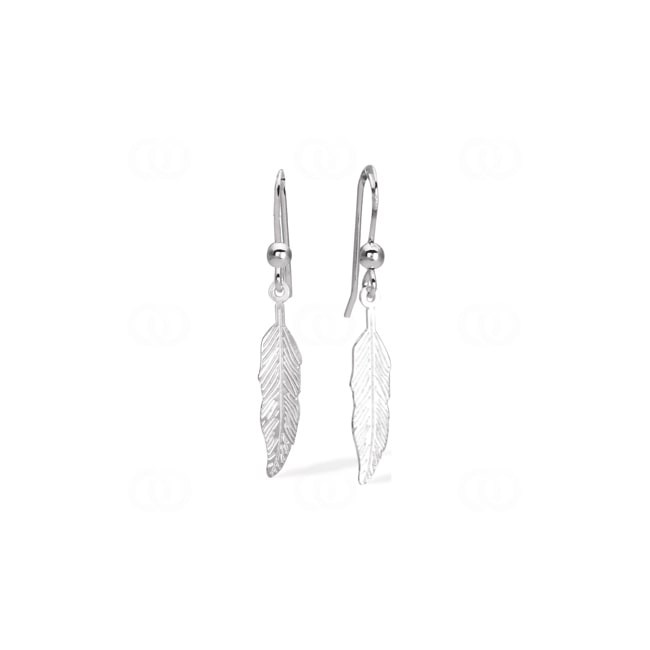 Drop Earrings 925 Silver rhodium-plated Feathers - 305076