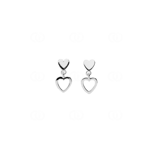Drop Earrings 925 Silver rhodium-plated Hearts - 335446