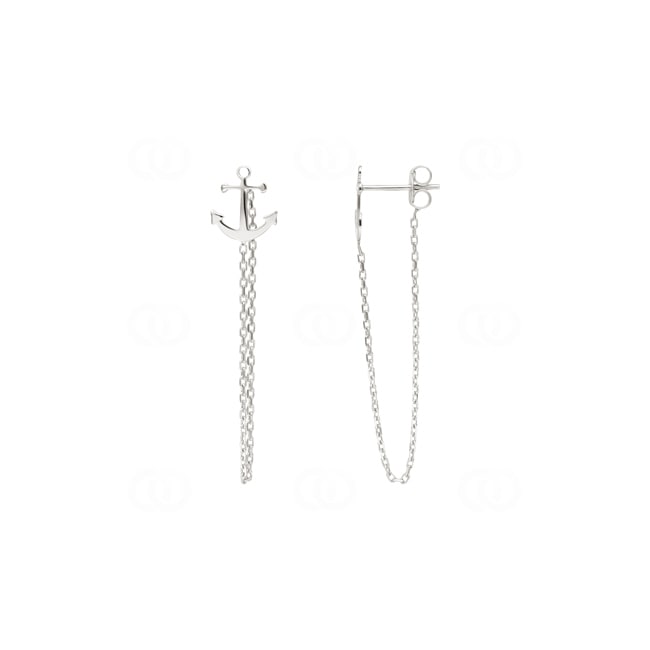 Boucles d'oreilles pendantes Argent 925 rhodié, Ancre - 305146
