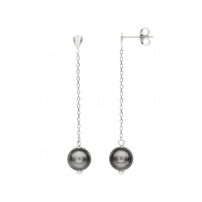Drop Earrings 925 Silver rhodium-plated with Hematite Ø 8mm - 305649