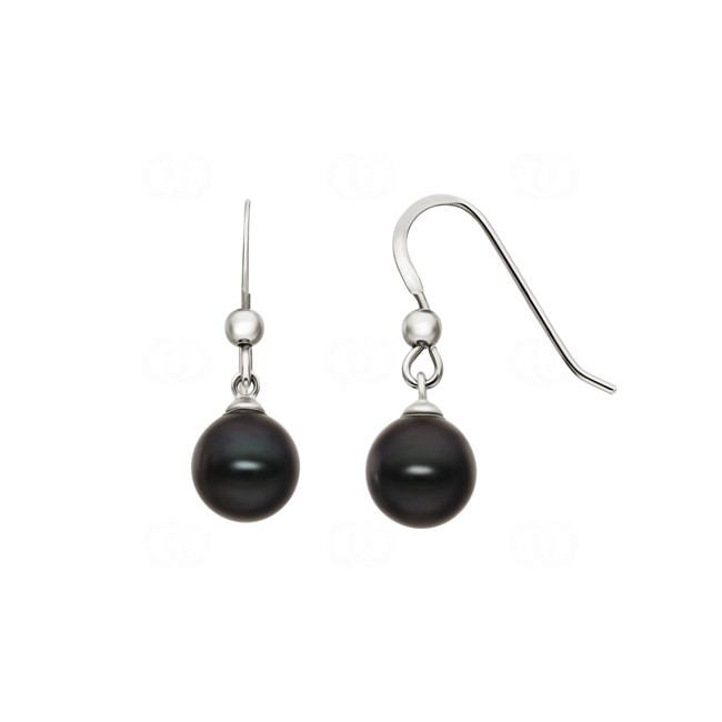 Drop Earrings 925 Silver rhodium-plated with Tahitian Pearl Ø 8mm - 335041