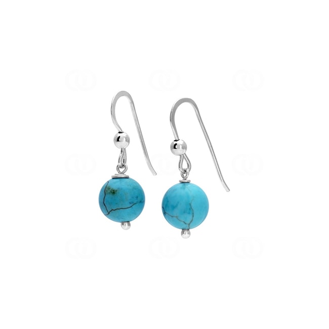 Drop Earrings 925 Silver rhodium-plated with Turquoise Ø 8mm - 305833
