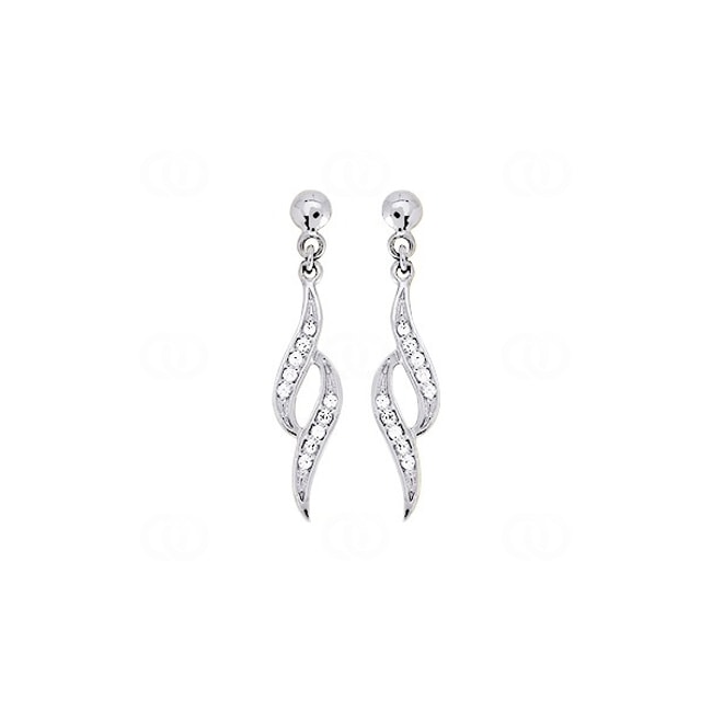 Boucle d'oreilles pendantes Argent 925 rhodié avec zircones - 335570.1