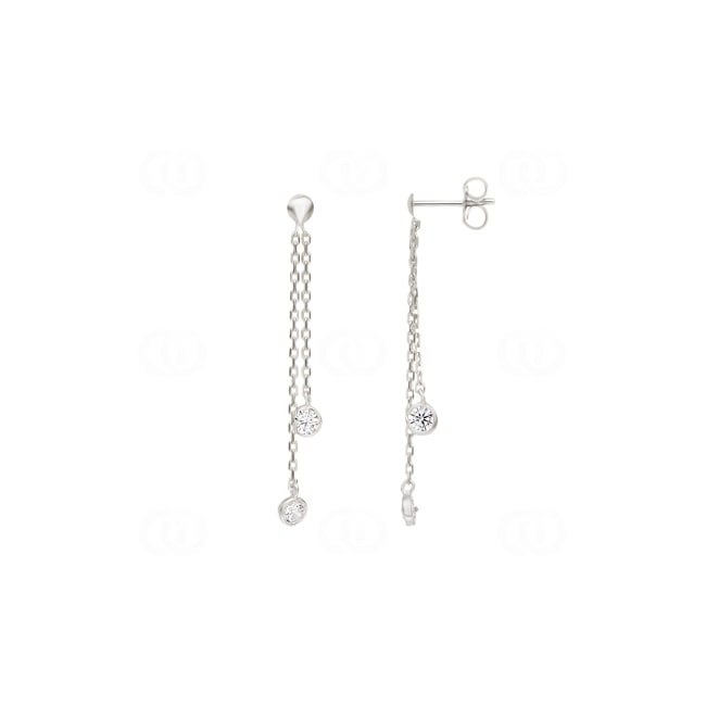 Boucle d'oreilles pendantes Argent 925 rhodié avec zircones - 335576.1