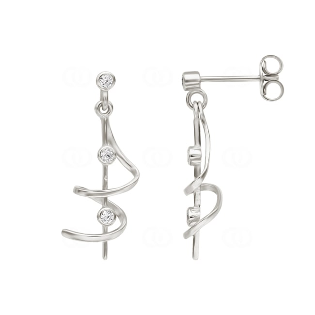 Drop Earrings 925 Silver rhodium-plated with Cubic Zirconia - ASWB24Z