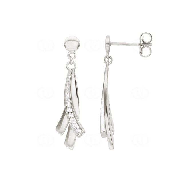 Drop Earrings 925 Silver rhodium-plated with Cubic Zirconia - ASWL39Z