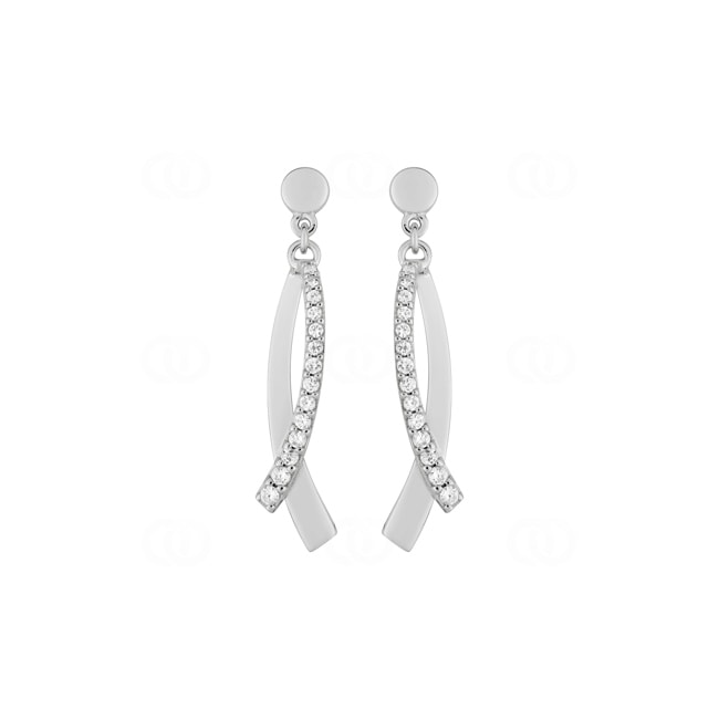 Drop Earrings 925 Silver rhodium-plated with Cubic Zirconia - ASWU04Z