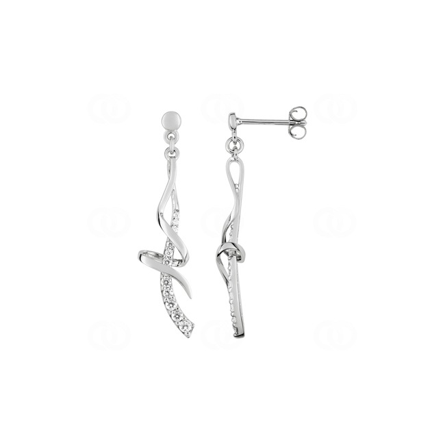 Drop Earrings 925 Silver rhodium-plated with Cubic Zirconia - ASWX97Z