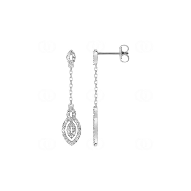 Boucle d'oreilles pendantes Argent 925 rhodié avec zircones - 335735.1