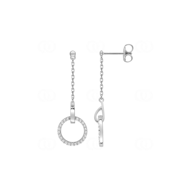 Boucle d'oreilles pendantes Argent 925 rhodié avec zircones - 335753.1