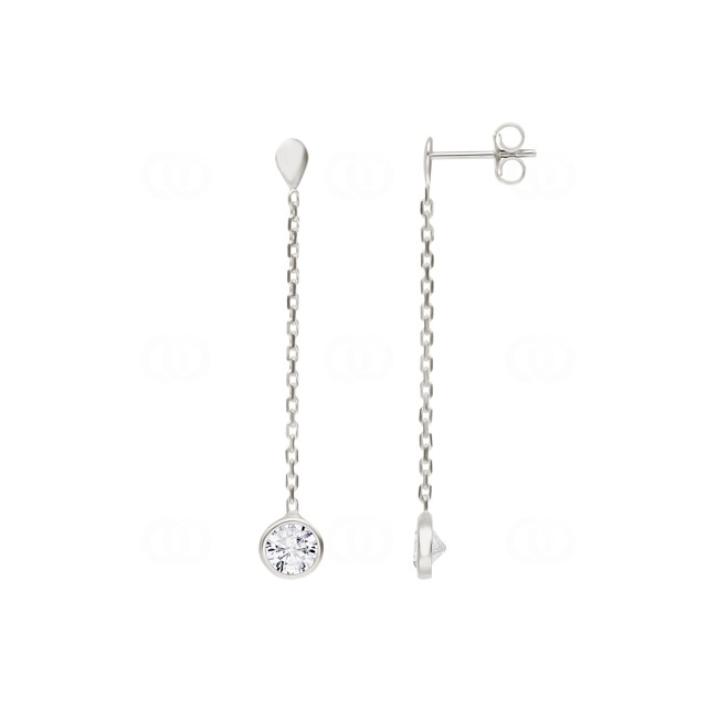 Drop Earrings 925 Silver rhodium-plated with round Cubic Zirconia - 305783.1
