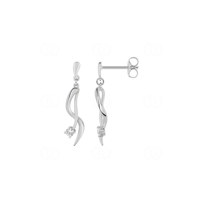 Ohrhänger 925 Silber rhodiniert mit Zirkonia rund - ASWA161Z