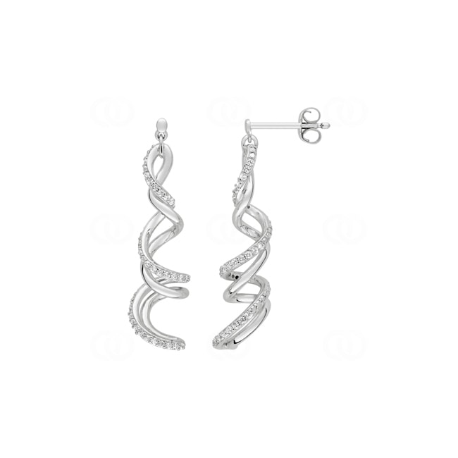 Boucles d'oreilles pendantes argent 925 rhodié Spirale avec zirconia - ASWA134Z