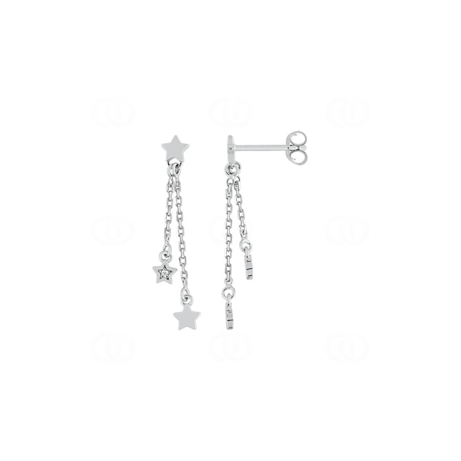Boucles d'oreilles pendantes argent 925 rhodié Étoiles avec zirconia - ASWW98Z