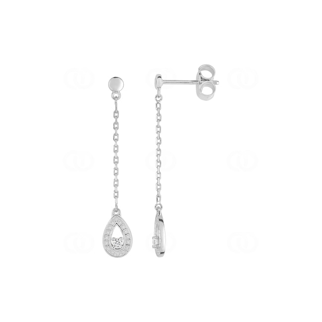 Boucles d'oreilles pendantes argent 925 rhodié Poire avec zirconia - 335653.1