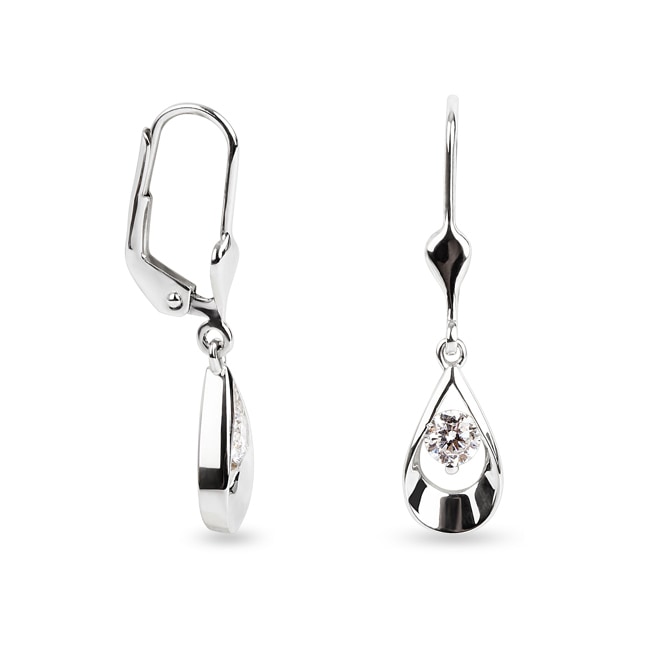 Drop Earrings 750/18 K White Gold with Cubic Zirconia - EG0016-02