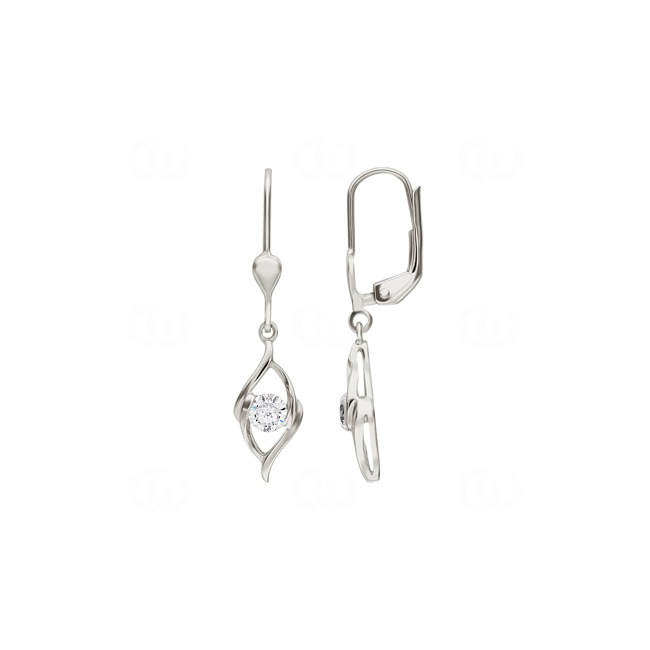 Boucle d'oreilles pendantes or gris 750/18 ct avec zircones - PE4594