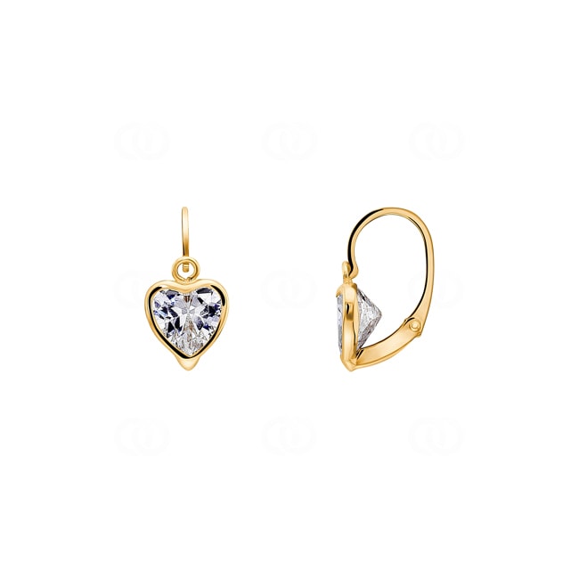 Boucles d'oreilles or jaune 375/9 ct avec zircones cœurs - 9K8552Z