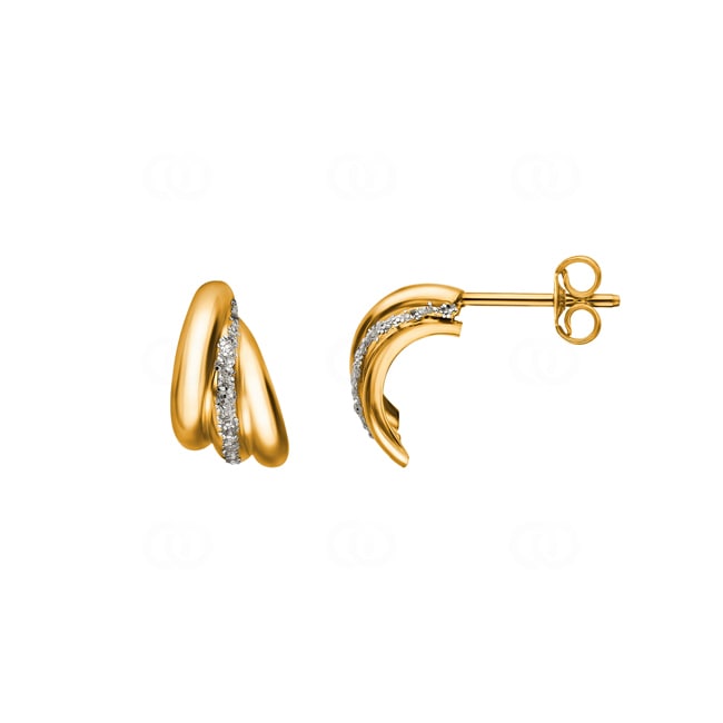 Ohrringe 750/18 K Gelb-/Weissgold mit Glitzer - 3756G