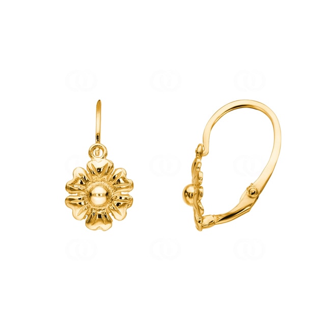 Earrings 750/18 K Yellow Gold Flower - 1201.10
